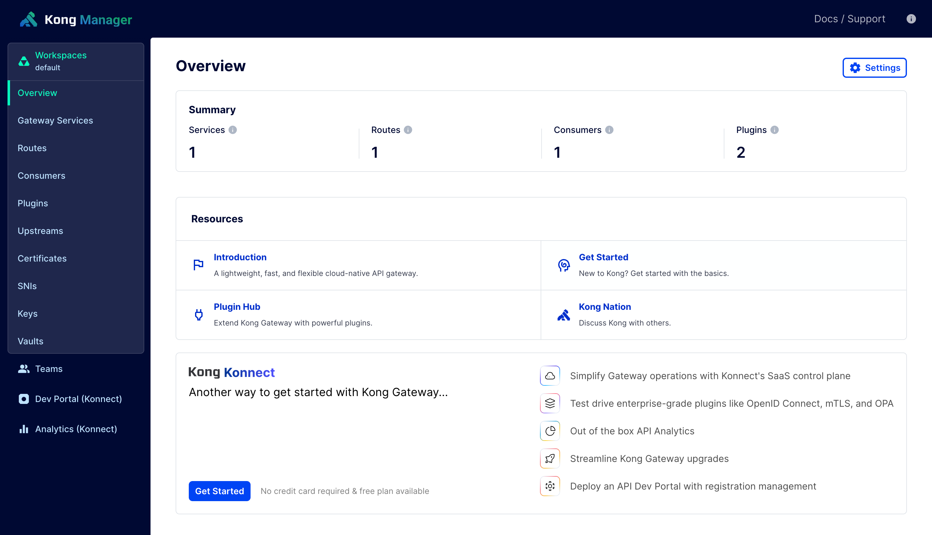 Image of the Kong Manager UI