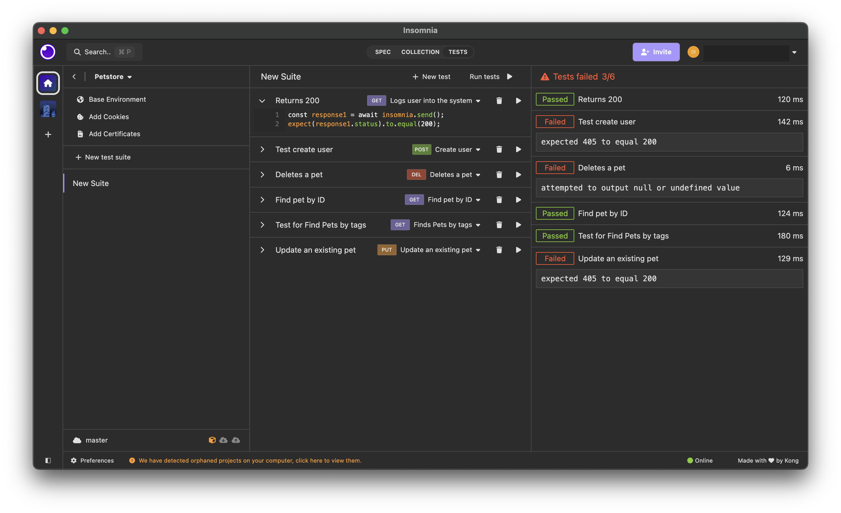Image of document tests in a test suite.