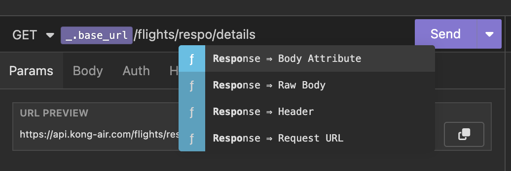Request URL with drop-down list to select a template tag